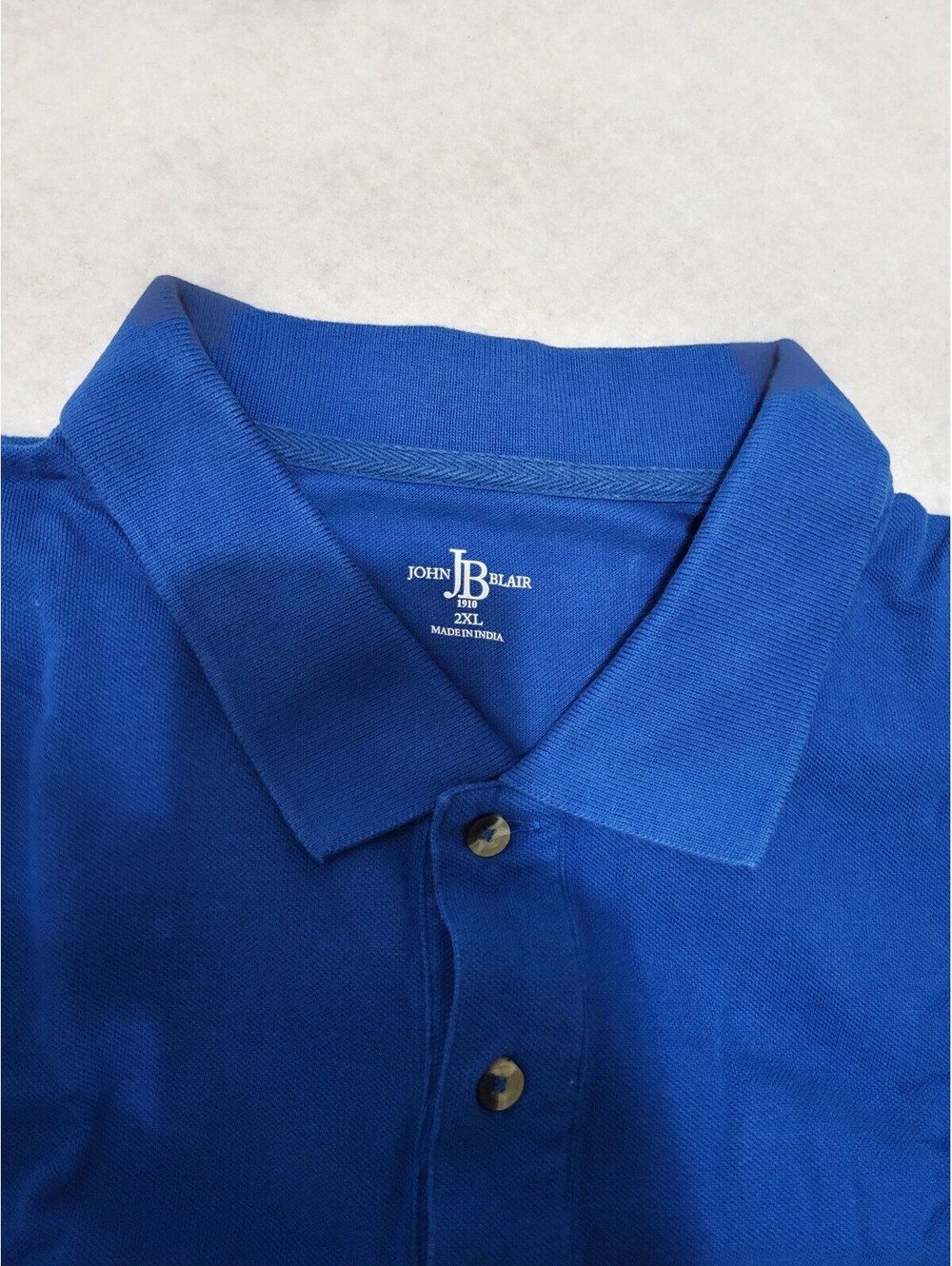 John Blair Men's Blue Long Sleeve Polo Shirt 2XL